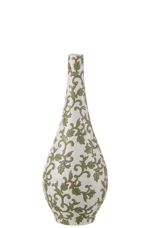 Vaas Yezi Pear Porselein Groen/Wit