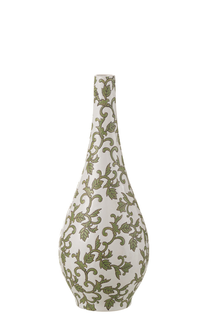 Vaas Yezi Pear Porselein Groen/Wit