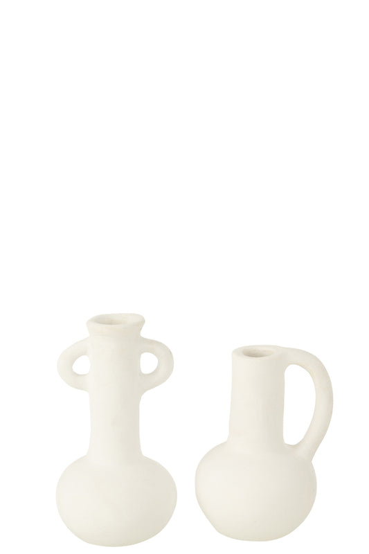 Vazen Amphore Terracotta Wit Assortiment Van 2