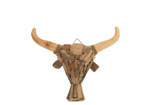 Wanddecoratie Bull Driftwood Natural Medium