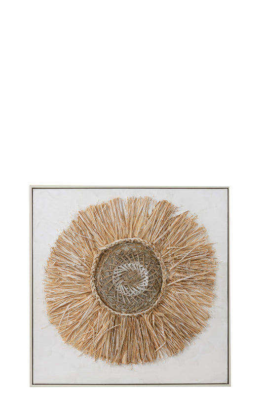 Wanddecoratie Ibiza Cirkel Canvas/Verf Crème/Wit Klein