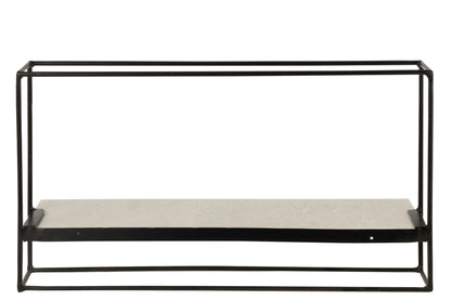 Wandrek 1Plank IJzer/Marmer Zwart/Wit Groot