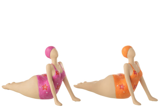 Vrouw Yoga Liggend Polyresin Mix Assortiment Van 2