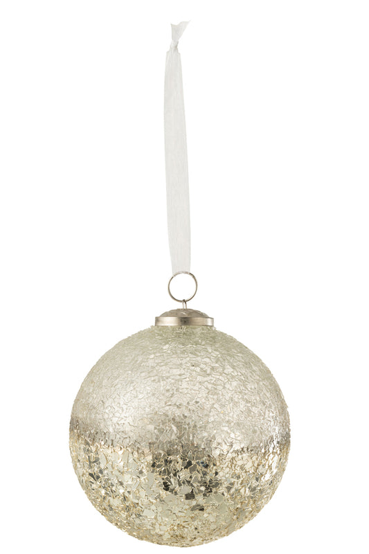 Kerstbal Gebroken Glas Zilver Groot