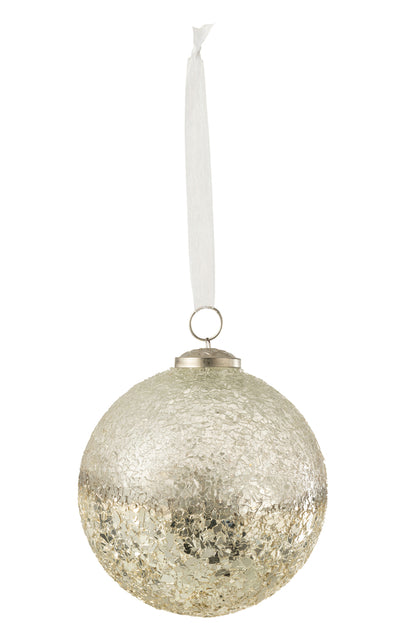 Kerstbal Gebroken Glas Zilver Groot