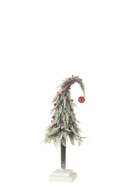 Kerstboommuts + led plastic sneeuwgroen/rood midum
